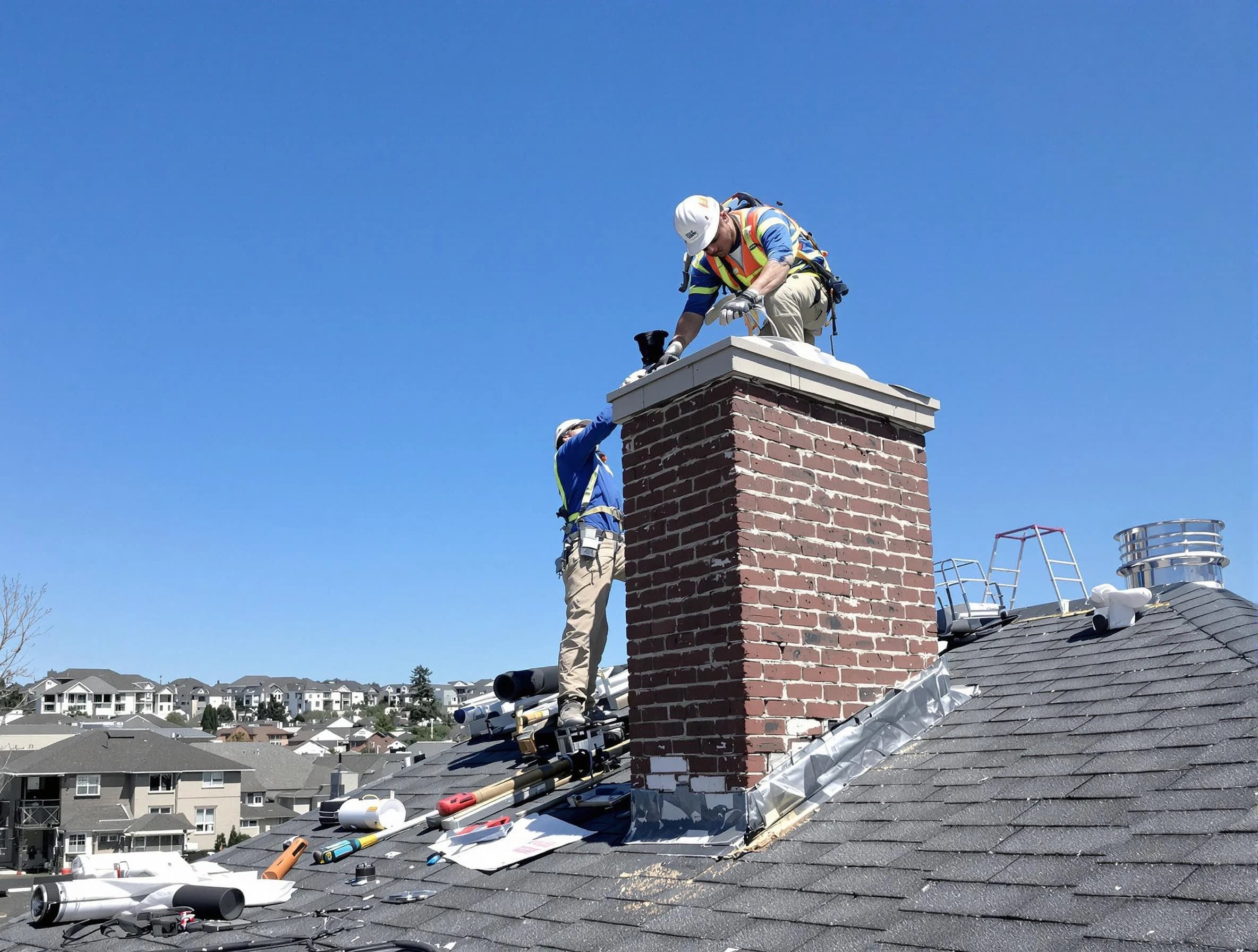 Homeacre-Lyndora Chimney Sweep repairing a chimney crown in Homeacre-Lyndora, PA