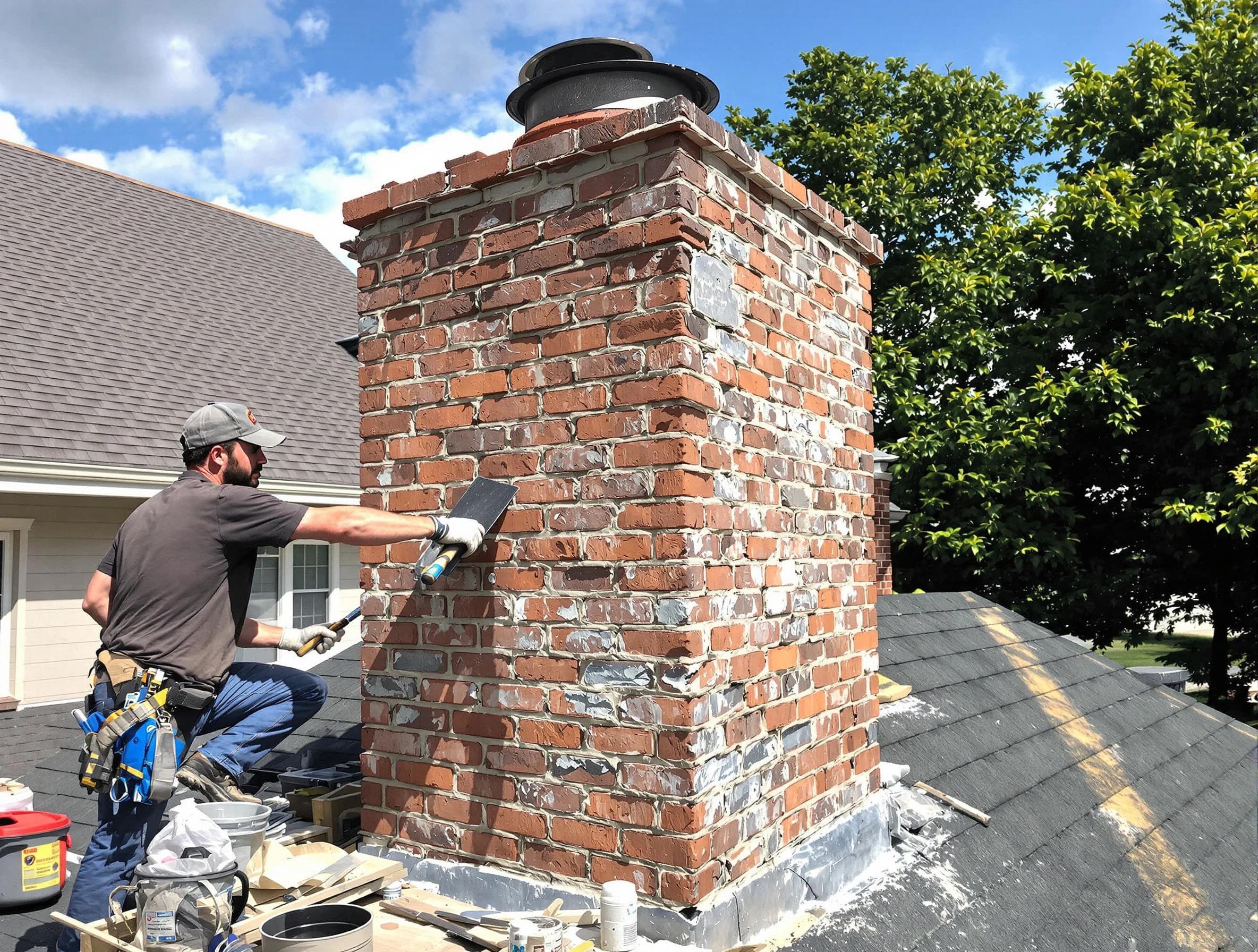 Completed chimney rebuild by Homeacre-Lyndora Chimney Sweep in Homeacre-Lyndora, PA