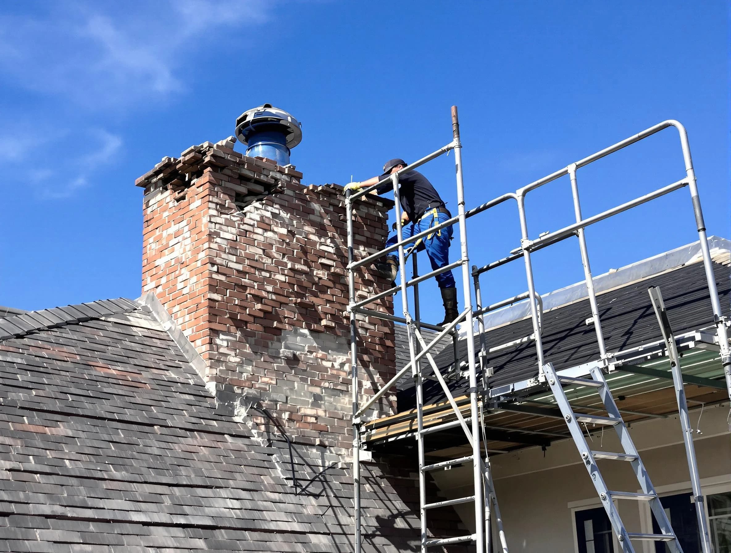 Rebuilding a chimney structure by Homeacre-Lyndora Chimney Sweep in Homeacre-Lyndora, PA