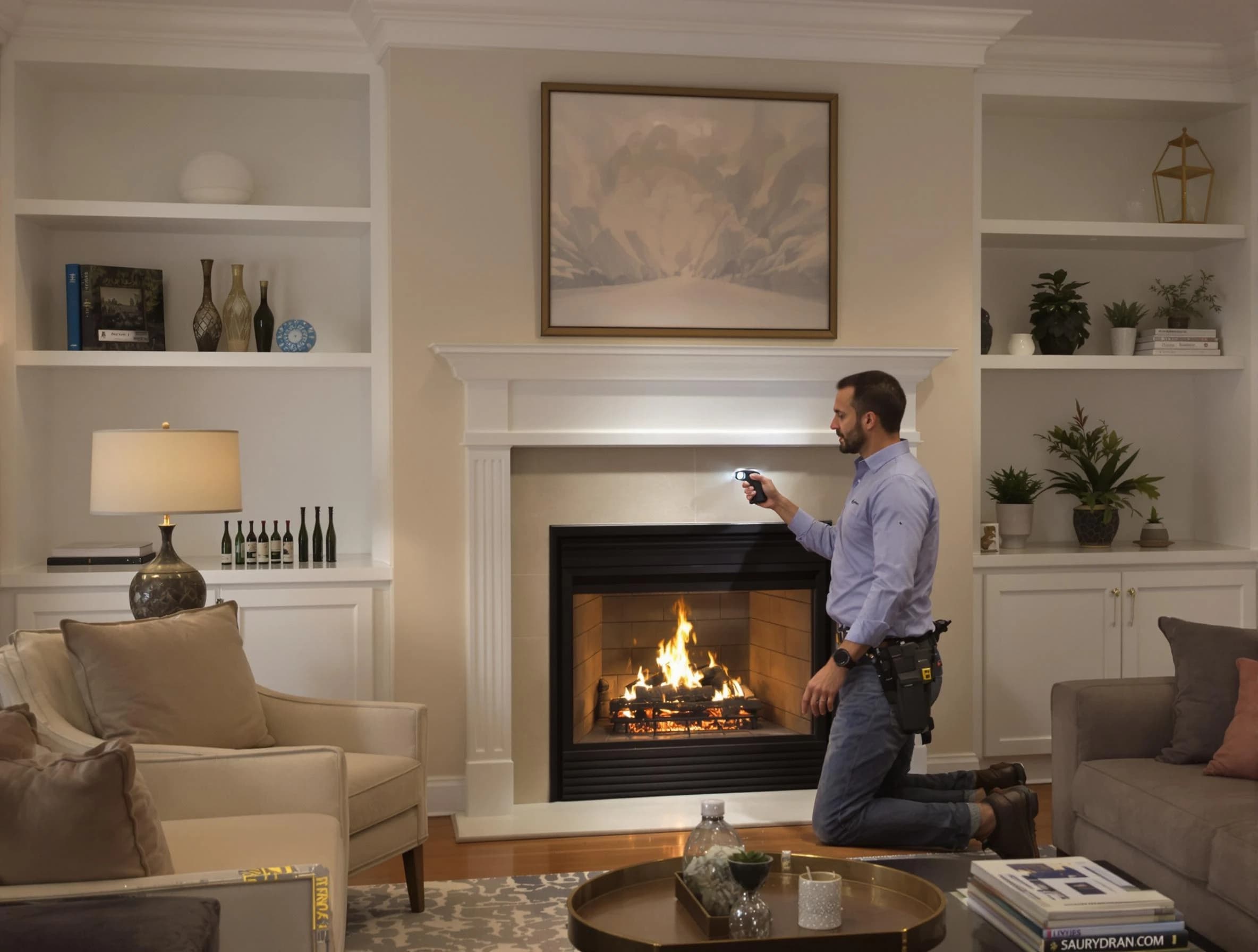 Homeacre-Lyndora Chimney Sweep conducting a fireplace safety inspection in Homeacre-Lyndora, PA