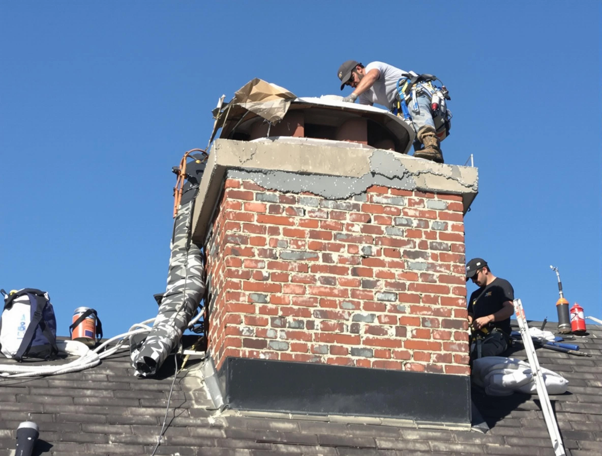 Homeacre-Lyndora Chimney Sweep installing a custom chimney crown in Homeacre-Lyndora, PA