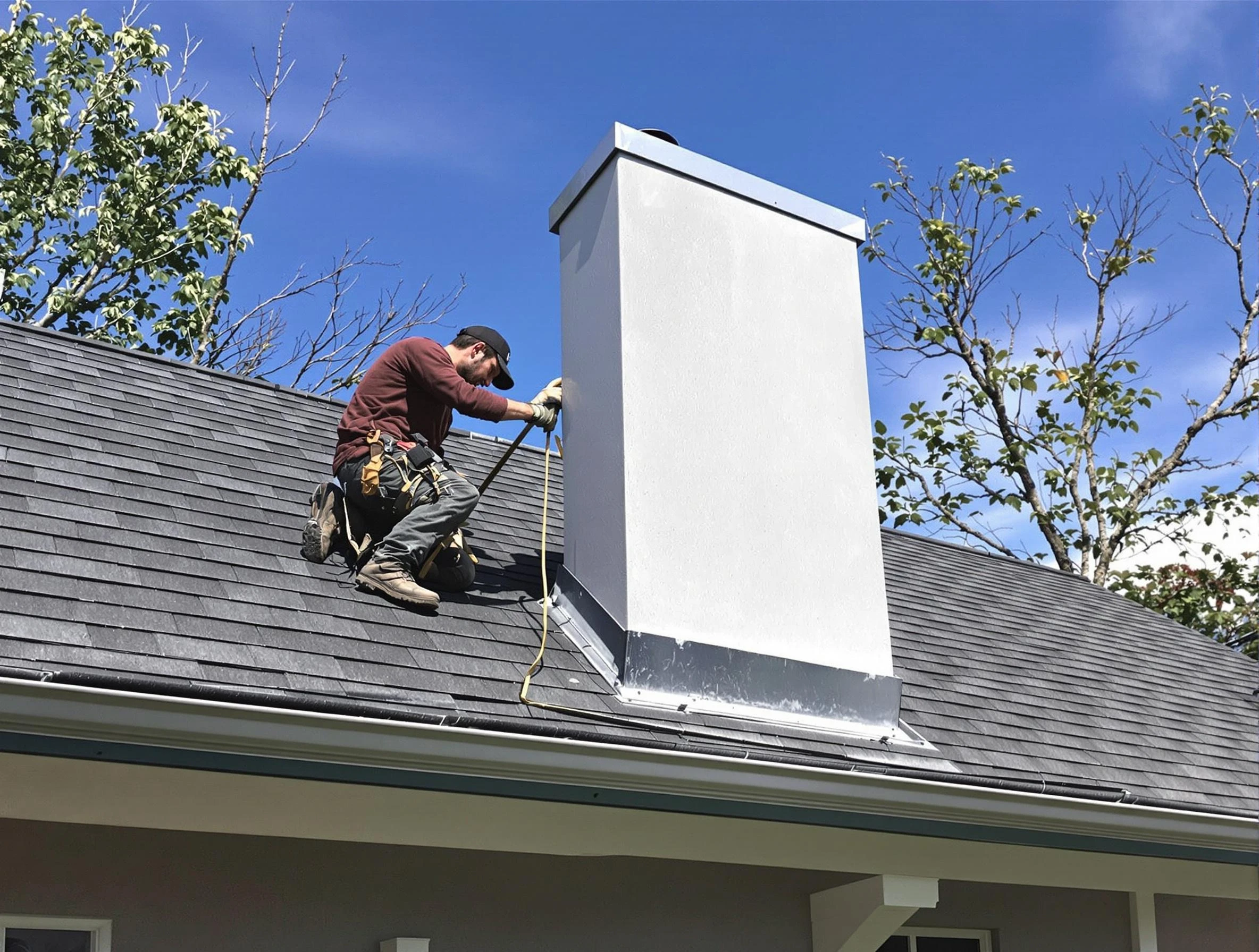 Homeacre-Lyndora Chimney Sweep team member finishing chimney construction in Homeacre-Lyndora, PA