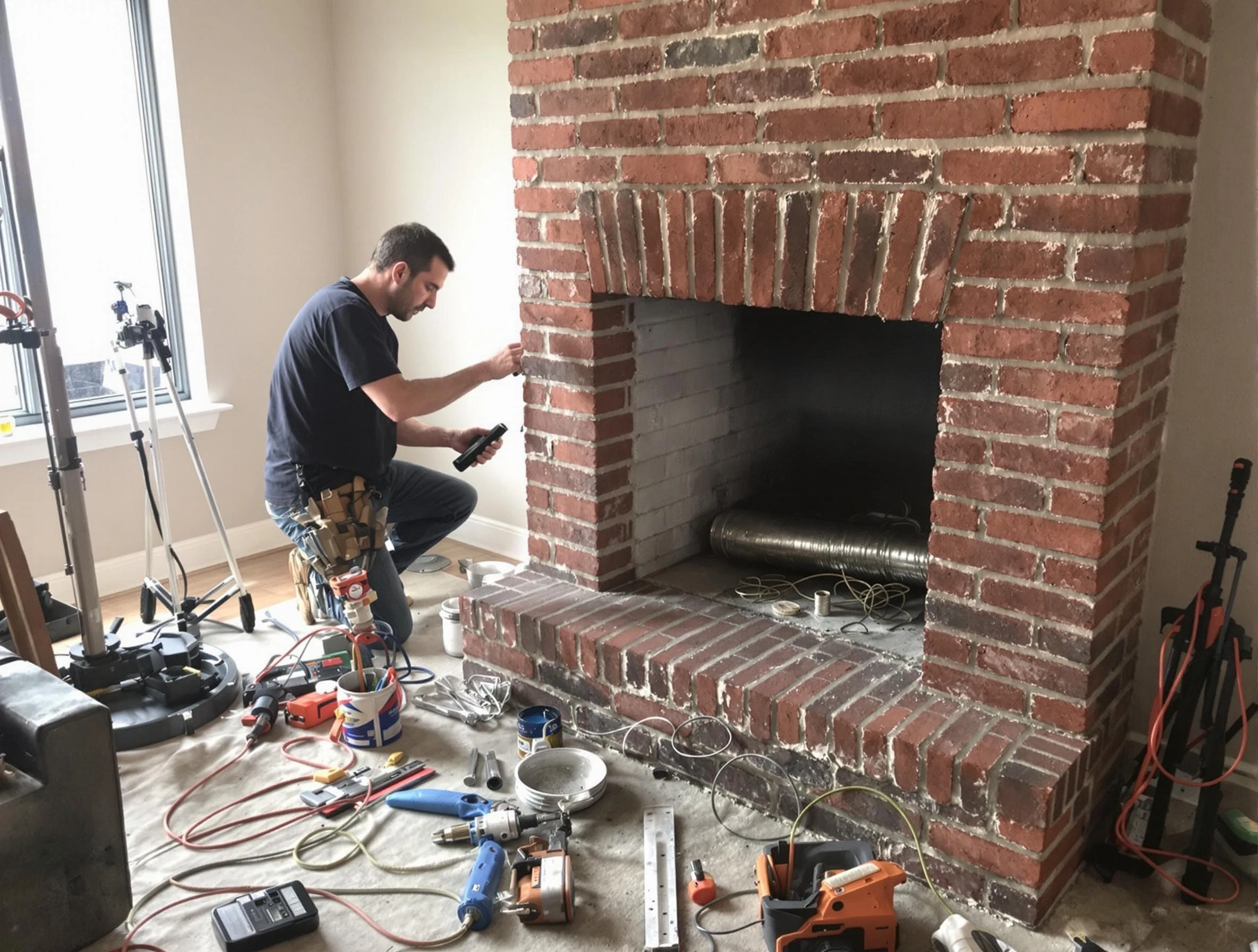 Homeacre-Lyndora Chimney Sweep specialist finalizing chimney liner service in Homeacre-Lyndora, PA