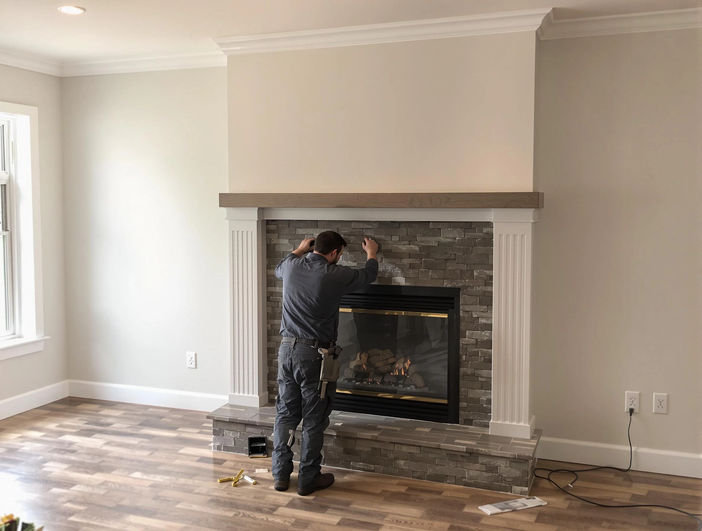 Homeacre-Lyndora Chimney Sweep finishing a custom fireplace install in Homeacre-Lyndora, PA